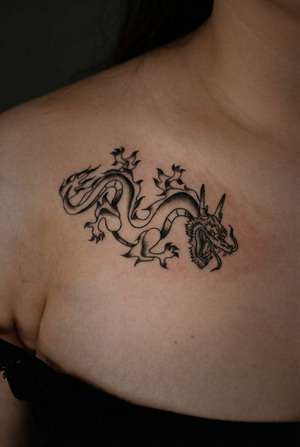 Black and gray tattoo example by Tokyo artist